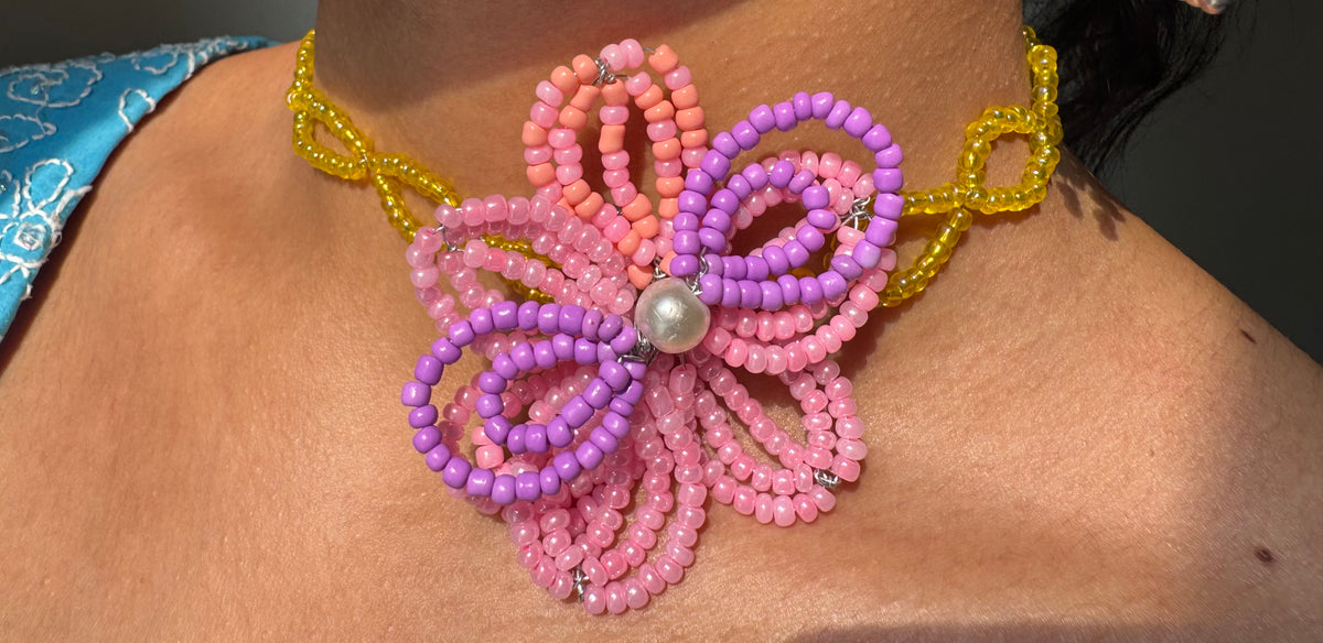 Beaded Orchid Choker