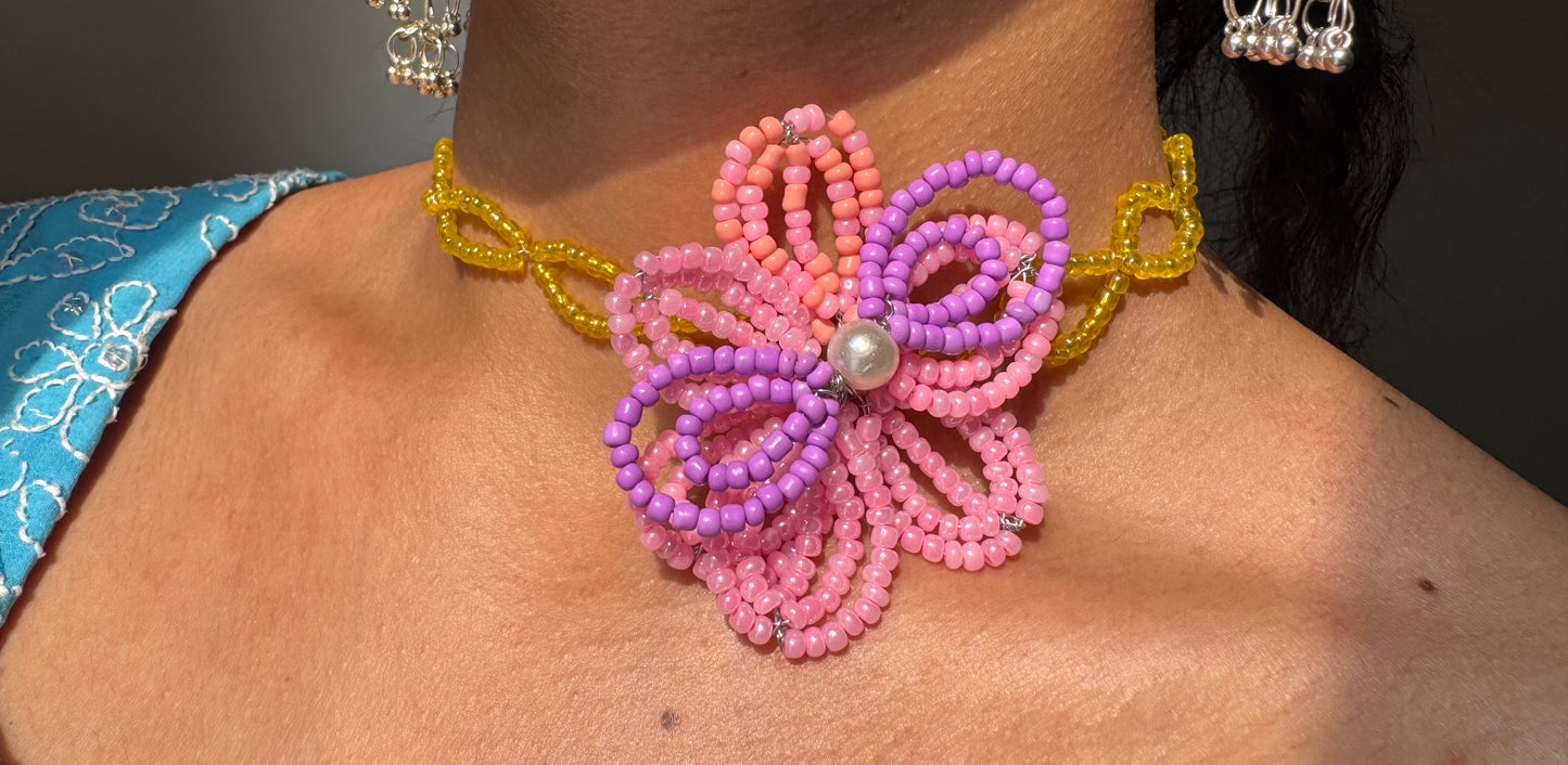 Beaded Orchid Choker